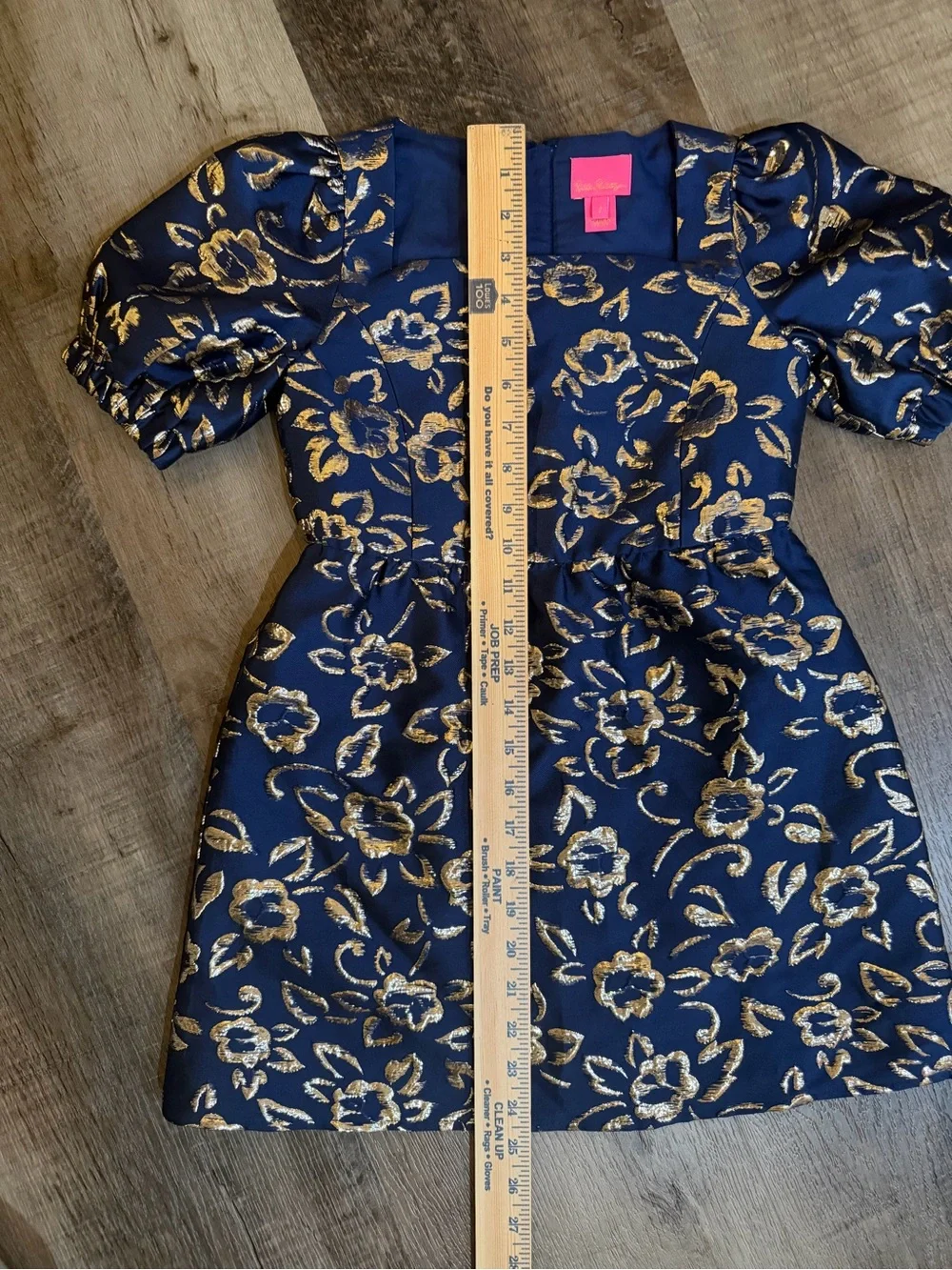Lilly Pulitzer Girls Mini Kasslyn Dress Navy Gold Floral Brocade Size 7